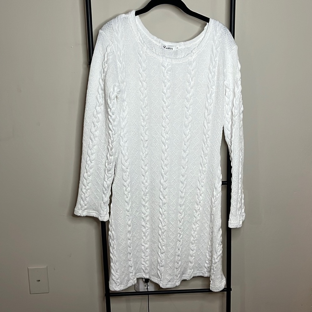 White sweater dress